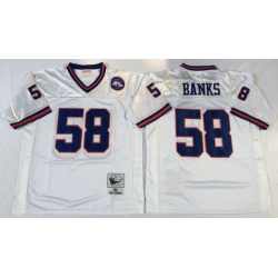 Men New York Giants 58 Carl Banks White M&N Throwback Jersey