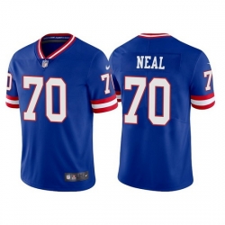 Men New York Giants 70 Evan Neal Royal Classic Retired Player Stitched Game Jersey