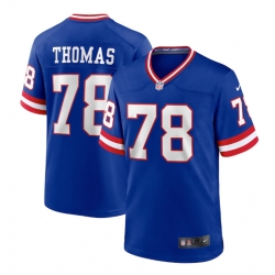 Men New York Giants 78 Andrew Thomas Royal Classic Retired Player Stitched Game Jersey