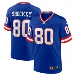 Men New York Giants 80 Jeremy Shockey Royal Classic Retired Player Stitched Game Jersey