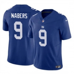 Men New York Giants 9 Malik Nabers Blue 2024 Draft F U S E  Vapor Untouchable Limited Stitched Jersey