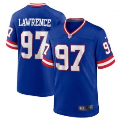 Men New York Giants 97 Dexter Lawrence Royal Classic Retired Player Stitched Game Jersey