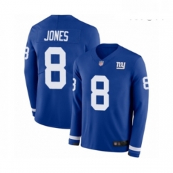 Mens New York Giants 8 Daniel Jones Limited Royal Blue Therma Long Sleeve Football Jersey