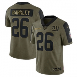 Men's New York Giants Saquon Barkley Nike Olive 2021 Salute To Service Limited Player Jersey