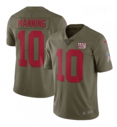 Mens Nike New York Giants 10 Eli Manning Limited Olive 2017 Salute to Service NFL Jersey