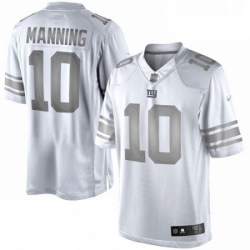 Mens Nike New York Giants 10 Eli Manning Limited White Platinum NFL Jersey