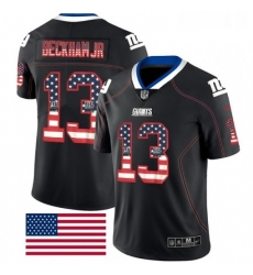 Mens Nike New York Giants 13 Odell Beckham Jr Limited Black Rush USA Flag NFL Jersey
