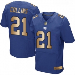 Mens Nike New York Giants 21 Landon Collins Elite BlueGold Team Color NFL Jersey
