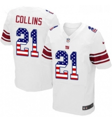 Mens Nike New York Giants 21 Landon Collins Elite White Road USA Flag Fashion NFL Jersey