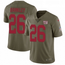 Mens Nike New York Giants 26 Saquon Barkley Limited Olive 2017 Salute to Service NFL Jersey
