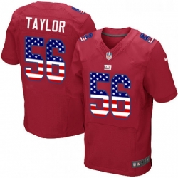 Mens Nike New York Giants 56 Lawrence Taylor Elite Red Alternate USA Flag Fashion NFL Jersey