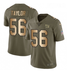 Mens Nike New York Giants 56 Lawrence Taylor Limited OliveGold 2017 Salute to Service NFL Jersey