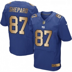 Mens Nike New York Giants 87 Sterling Shepard Elite BlueGold Team Color NFL Jersey