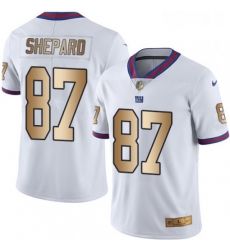 Mens Nike New York Giants 87 Sterling Shepard Limited WhiteGold Rush NFL Jersey