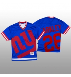 NFL New York Giants 26 Saquon Barkley Blue Men Mitchell  26 Nell Big Face Fashion Limited NFL Jersey