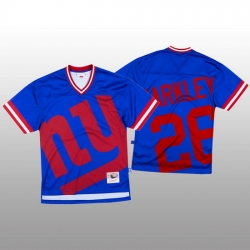 NFL New York Giants 26 Saquon Barkley Blue Men Mitchell  26 Nell Big Face Fashion Limited NFL Jersey