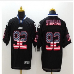 New New York Giants #92 Michael Strahan Black Men Stitched NFL Elite USA Flag Fashion Jersey