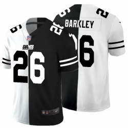 New York Giants 26 Saquon Barkley Men Black V White Peace Split Nike Vapor Untouchable Limited NFL Jersey