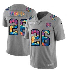 New York Giants 26 Saquon Barkley Men Nike Multi Color 2020 NFL Crucial Catch NFL Jersey Greyheather