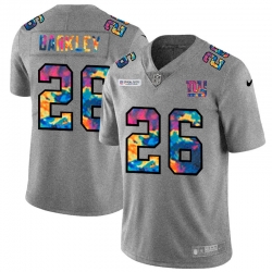 New York Giants 26 Saquon Barkley Men Nike Multi Color 2020 NFL Crucial Catch NFL Jersey Greyheather
