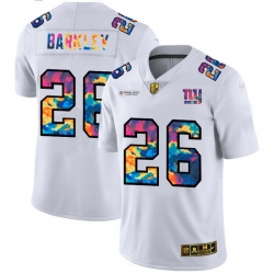 New York Giants 26 Saquon Barkley Men White Nike Multi Color 2020 NFL Crucial Catch Limited NFL Jersey