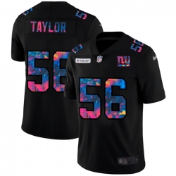 New York Giants 56 Lawrence Taylor Men Nike Multi Color Black 2020 NFL Crucial Catch Vapor Untouchable Limited Jersey