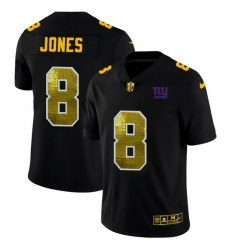 New York Giants 8 Daniel Jones Men Black Nike Golden Sequin Vapor Limited NFL Jersey