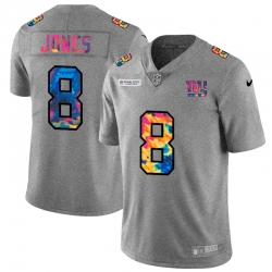 New York Giants 8 Daniel Jones Men Nike Multi Color 2020 NFL Crucial Catch NFL Jersey Greyheather
