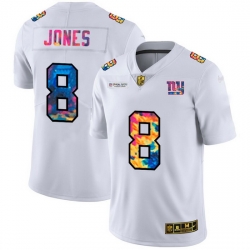 New York Giants 8 Daniel Jones Men White Nike Multi Color 2020 NFL Crucial Catch Limited NFL Jersey