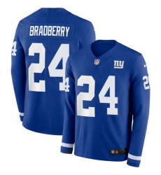 Nike Giants 24 James Bradberry Royal Blue Team Color Men Stitched NFL Limited Therma Long Sleeve Jersey