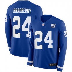 Nike Giants 24 James Bradberry Royal Blue Team Color Men Stitched NFL Limited Therma Long Sleeve Jersey