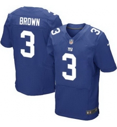 Nike Giants #3 Josh Brown Royal Blue Team Color Mens Stitched NFL Elite Jersey