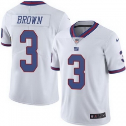 Nike Giants #3 Josh Brown White Mens Stitched NFL Limited Rush Jersey