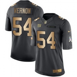 Nike Giants #54 Olivier Vernon Black Mens Stitched NFL Limited Gold Salute To Service Jersey