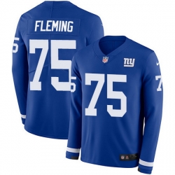 Nike Giants 75 Cameron Fleming Royal Blue Team Color Men Stitched NFL Limited Therma Long Sleeve Jersey