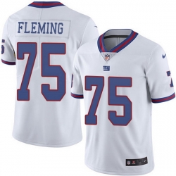 Nike Giants 75 Cameron Fleming White Men Stitched NFL Limited Rush Jersey
