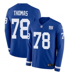 Nike Giants 78 Andrew Thomas Royal Blue Team Color Men Stitched NFL Limited Therma Long Sleeve Jersey