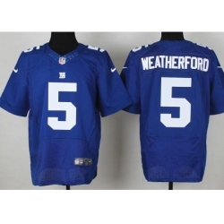 Nike New York Giants 5 Steve Weatherford Blue Elite NFL Jersey