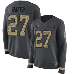 Giants 27 Deandre Baker Anthracite Salute to Service Women Stitched Football Limited Therma Long Sleeve Jersey