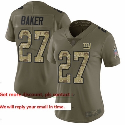 Giants 27 Deandre Baker Olive Camo Women Stitched Football Limited 2017 Salute to Service Jersey
