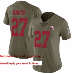 Giants 27 Deandre Baker Olive Women Stitched Football Limited 2017 Salute to Service Jersey