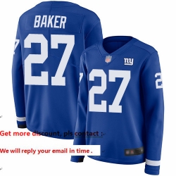 Giants 27 Deandre Baker Royal Blue Team Color Women Stitched Football Limited Therma Long Sleeve Jersey