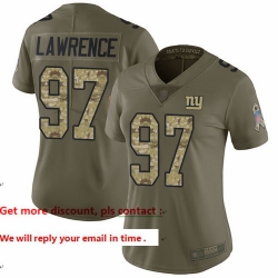 Giants 97 Dexter Lawrence Olive Camo Women Stitched Football Limited 2017 Salute to Service Jersey