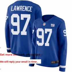 Giants 97 Dexter Lawrence Royal Blue Team Color Women Stitched Football Limited Therma Long Sleeve Jersey