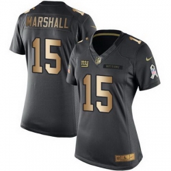 Nike Giants #15 Brandon Marshall Black Womens Stitched NFL Limited Gold Salute to Service Jersey