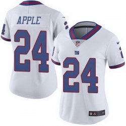 Nike Giants #24 Eli Apple White Womens Stitched NFL Limited Rush Jersey