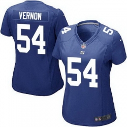 Nike Giants #54 Olivier Vernon Royal Blue Team Color Womens Stitched NFL Elite Jersey