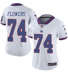 Nike Giants #74 Ereck Flowers White Womens Stitched NFL Limited Rush Jersey