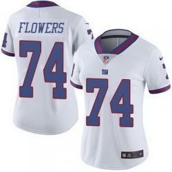 Nike Giants #74 Ereck Flowers White Womens Stitched NFL Limited Rush Jersey