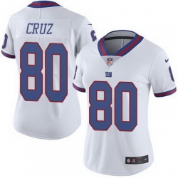 Nike Giants #80 Victor Cruz White Womens Stitched NFL Limited Rush Jersey